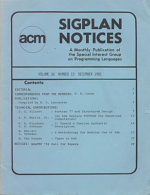 Sigplan Notices cover