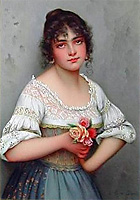 Girl with Roses - Von Blaas