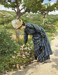 lady picking flowers
