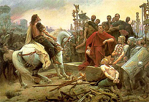 Vercingetorix Throwing Down Arms to Caesar